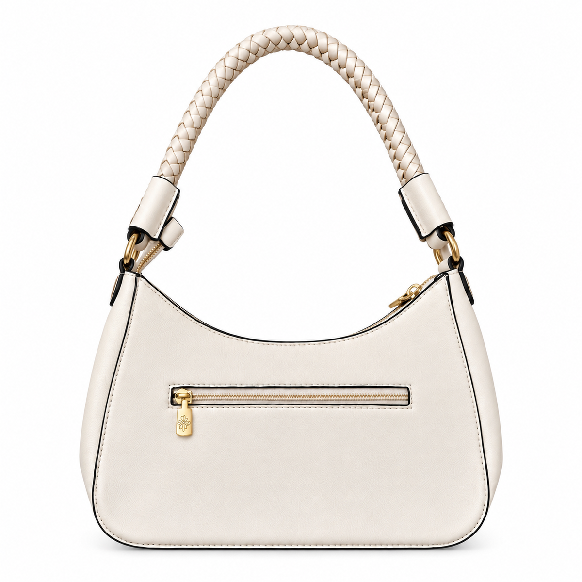 Bolso Hobo Estructurado para Mujer con Asa Trenzada y Detalles Dorados Modelo Brisa de Búzios