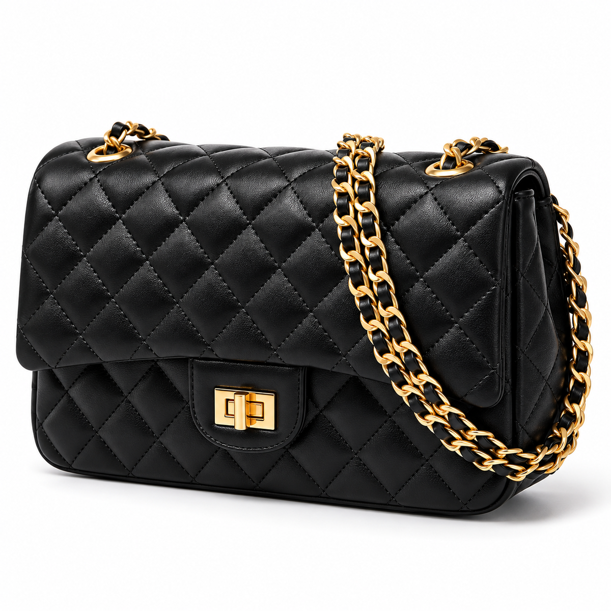 Bolso Bandolera Femenino Matelassé con Cadena Dorada Modelo Copacabana