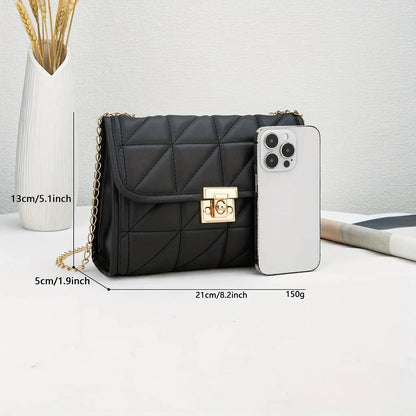Bolso Femenino Cruzado en Matelassé con Cierre Dorado Modelo Lumière Noir