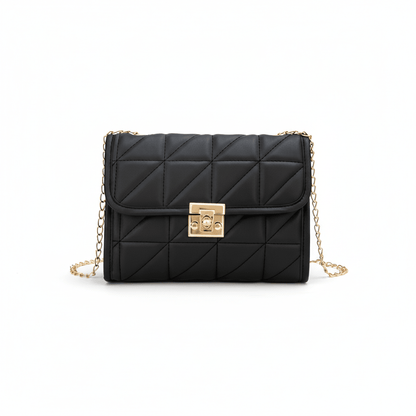 Bolso Femenino Cruzado en Matelassé con Cierre Dorado Modelo Lumière Noir