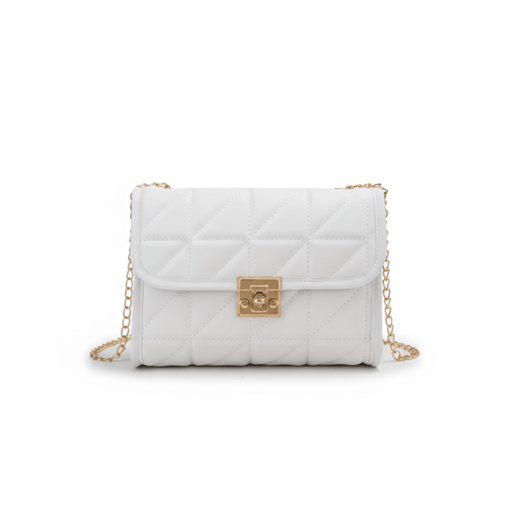 Bolso Femenino Cruzado en Matelassé con Cierre Dorado Modelo Lumière Noir