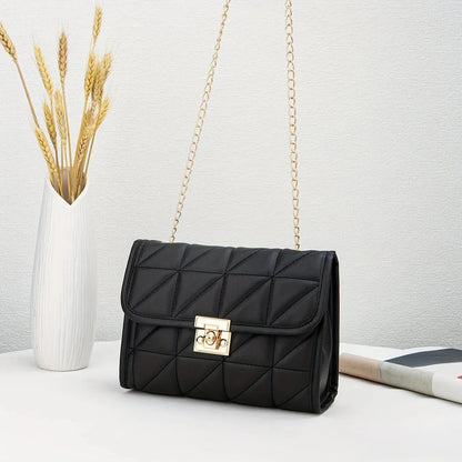 Bolso Femenino Cruzado en Matelassé con Cierre Dorado Modelo Lumière Noir
