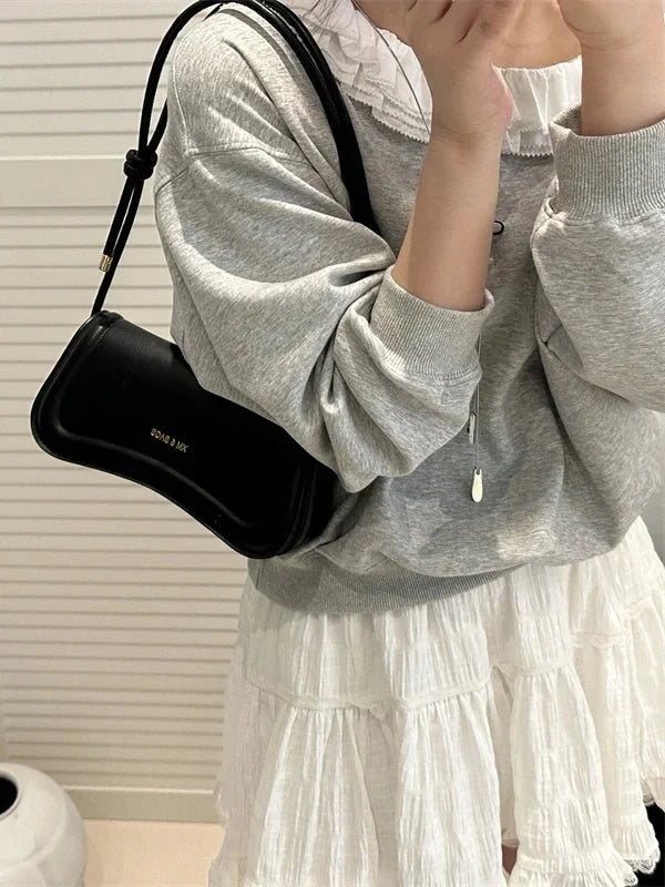 Bolso de Hombro Minimalista para Mujer con Asa de Nudos Modelo Élégance Noire