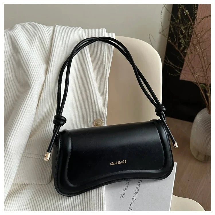 Bolso de Hombro Minimalista para Mujer con Asa de Nudos Modelo Élégance Noire